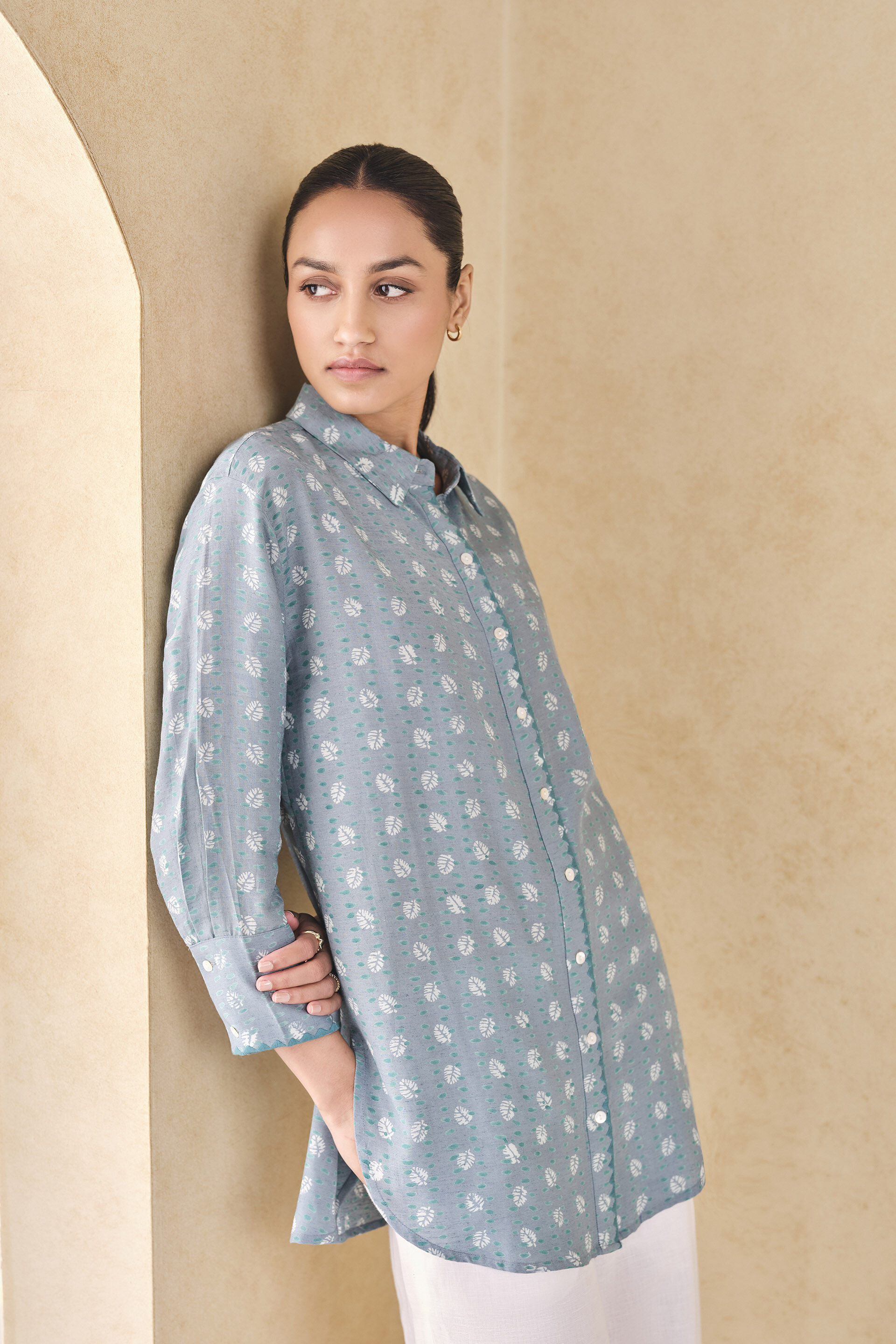 Seaway Hand-block Printed Linen Shirt - Blue, Blue, image 5